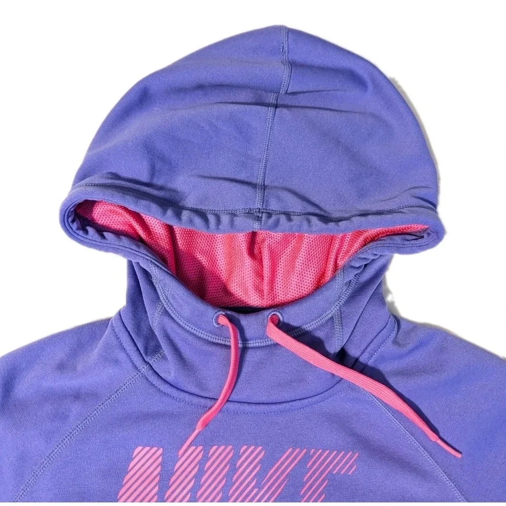 Nike Women's Therma-Fit Hoodie Sweatshirt Thumb Holes‎ Drawstring Purple Small